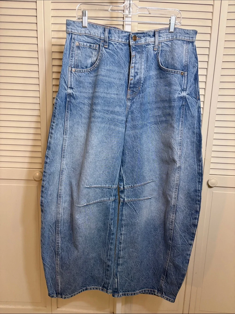 Free People Light Blue High-Rise Wide Leg Jeans - Picture 6 of 16